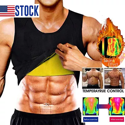 Short Sweat Sauna Vest Body Shaper Slimming Neoprene Burn Fat Petite Men USA • $17.98