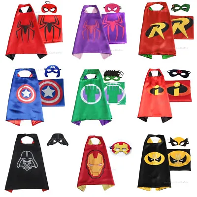 Superhero Kids Cape & Mask Costume Party Set Captain America Hulk Spiderman  • $3.95