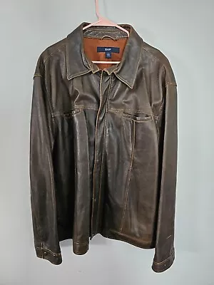 Gap Brown Leather Jacket 2x  Vintage Styling • $100