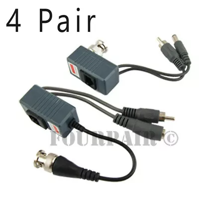 8pcs 4 Pair CCTV Coax BNC Video Audio Power Balun Transceiver To CAT5e 6 TVI AHD • $13.48