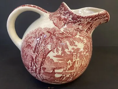 Vintage Mason's Vista Red White Pink China Masons Transferware  Ice Lip Pitcher • $69.95