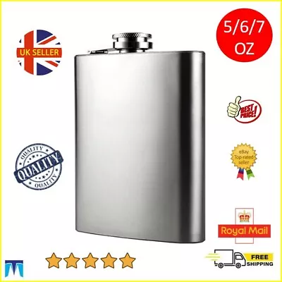 Hip Flask Stainless Steel Whisky Alcohol Drink Pocket Gift Vodka Wine Bottle UK • £4.89