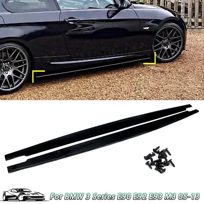 Fits 05-13 BMW E90 E92 E93 M3 3-Series Glossy Black Side Skirts Extension Pair • $129.30