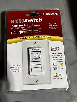 Honeywell EconoSwitch RPLS730B 7-Day Programmable Motor & Light Switch Timer NEW • $25.99