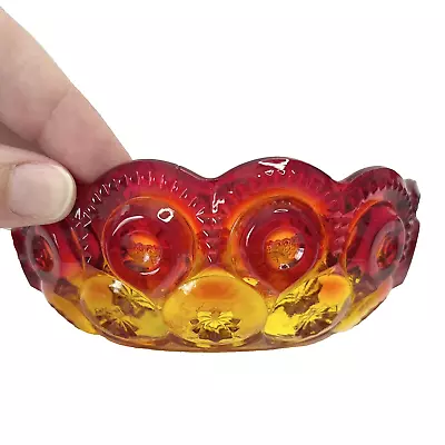 Vintage LE Smith Amberina Yellow Orange Moon And Stars Glass Dish • $19.99