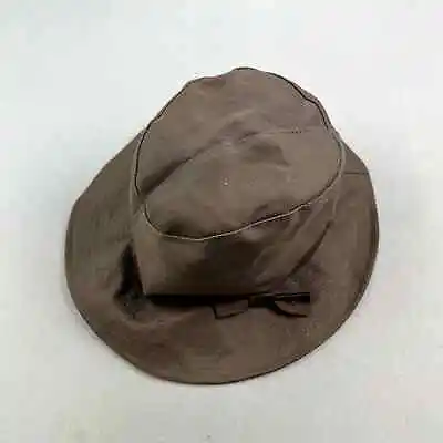 Vintage Totes Rain Bucket Hat Cap 7 Brown Rolls Right Off Newsboy Twee Bow 80s • $19.99