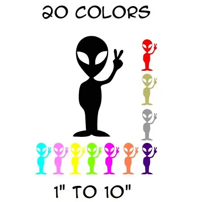 Alien Sticker Vinyl Decal - UFO Space Peace Sci Fi Funny Car Window Bumper Decor • £1.70