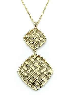 Monet Gold Tone Lattice Drop Pendant Necklace 30  • $18