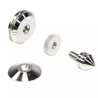 4pcs Silver Foot Spikes F Sound System Shockproof AntiScratch W Adhesive Patches • $14.58