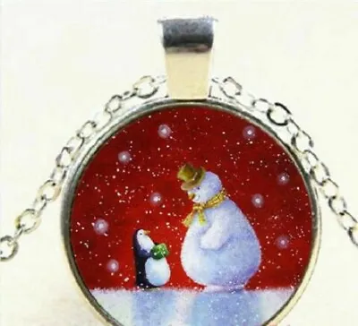 SNOWMAN SANTA SNOW CHRISTMAS Pendant Sterling Silver 925 Chain Necklace Women • $19.89