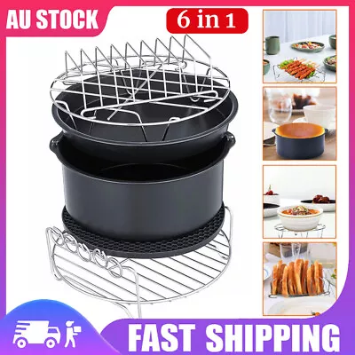 6PCS 8inch Air Fryer Accessories Frying BBQ Skewer Rack Pizza Pan Cake Barrel AU • $22.98