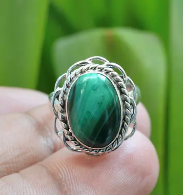 Malachite Ring 925 Sterling Silver Beautiful Green Gemstone All Size MO1010 • $19.75