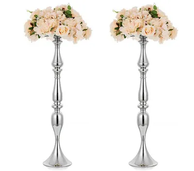 Nuptio Silver Vases For Wedding Centrepieces - 2 Pcs 80cm Tall Wedding Table • £30