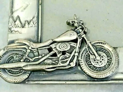 Photo Frame MOTORCYCLE 4.5x6  (3.5 X 4.5  Photo) Pewter Silver 3-D Landscape • $8.74