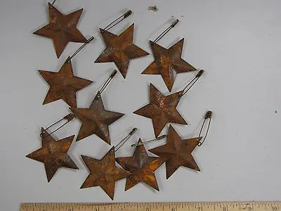 DLCC~10 PCS PRIMITIVE RUSTIC 1.5  Metal Tin Barn Stars With Safety Pin Rust • $7.99