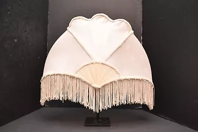 Vintage Art Nouveau French Victorian Crescent Moon Lamp Shade Fringe Beaded • $227.27