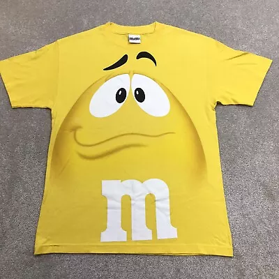 Vintage M&M's Candy Shirt Adult Medium Yellow Big Face Graphic Mens Short Sleeve • $18.88