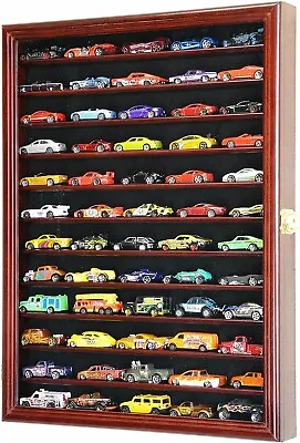 Car Display Case Cherry 12 Shelves Matchbox Model 1/64 Diecast Wood Rack Cabinet • $160.70