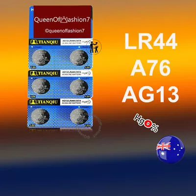 6 X LR44/A76/AG13 1.5V Batteries Alkaline Button Cell Battery Local Stock FAST • $3.39