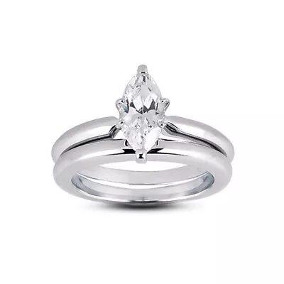 1.78ct D SI1 Marquise Shape Natural Diamond 14k  Classic Wedding Ring Set • $7228.77