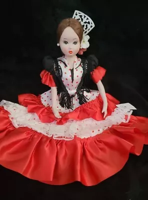 Vintage Spanish Marin Chiclana  10  Porcelain Dancer  Doll  Red White Dress • $19