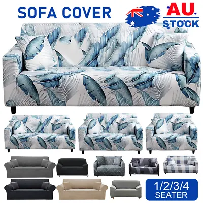 $12.59 • Buy Sofa Covers 1/2/3/4 Seater High Stretch Lounge Slipcover Protector Couch Cover A