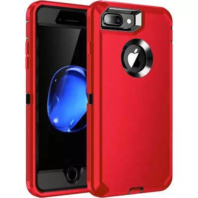 Red Full Body Heavy Duty Defender Case For IPhone 7 Plus / 8 Plus • $24.95