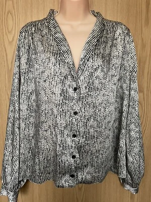 £10 • Buy Topshop 12 Silky Snakeskin Print Blouse Scalloped Button Up Shirt Long Sleeve