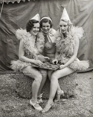 Vintage 1935 Photo Cute Circus Performer Girls Playing Checkers Ballerina Outfit • $11.95