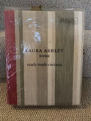 LAURA ASHLEY AWNING STRIPE  RASPBERRY  CURTAINS 64 Wx72 L  RSP £185 BNWT • £75