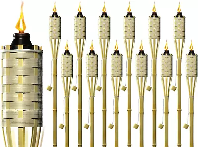 Bamboo Torches For Outside Mosquitos Repellent - Decorative Garden & Backyard Li • $98.99