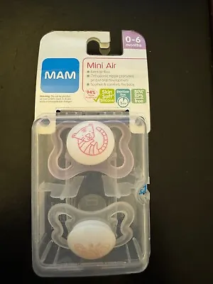 New MAM Mini Air  0-6 MOS (2) Pacifiers Pink Tiger Orange Butterfly • $7.99