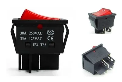 £4.95 • Buy Rocker Switch 30A / 25A 240V Mains Red ON / OFF Double Pole 4 Pin DPST X1 