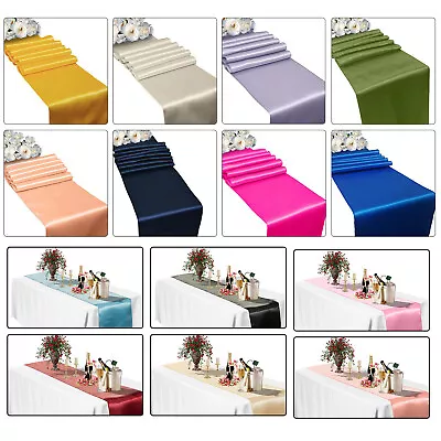 28cm X 274cm Satin Table Runner Chair Swags Wedding Party Decor Table Runners • £119.89