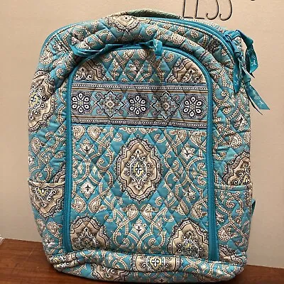 ❤️ VERA BRADLEY Baroque Laptop Backpack Aqua Gray Medallion Excellent Condition • $45