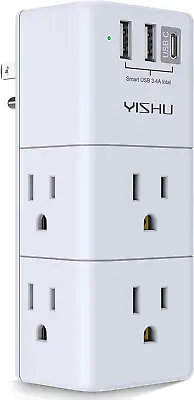 USB Multi Plug Outlet Extender Surge Protector With Rotating Plug 6 AC Plug Ext • $12.13