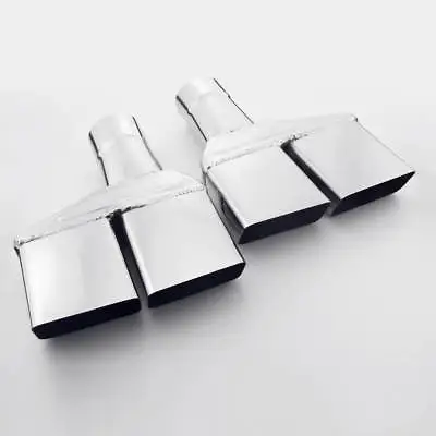 2.5  Inlet Quad Exhaust Tips Dual Square Slant Cut Single Wall Stainless Steel • $164.97