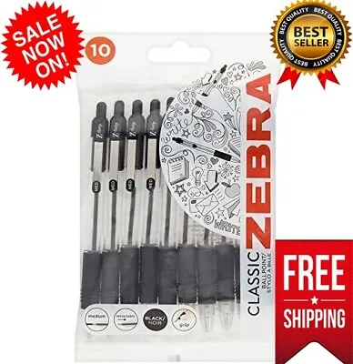 £3.79 • Buy Zebra Grip Black Ballpoint Pens, Pack Of 10, 107142501