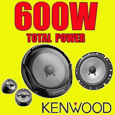 KENWOOD 600W TOTAL 2WAY 6.5-INCH 17cm CAR DOOR 2WAY COMPONENT SPEAKERS TWEETERS • £49.99