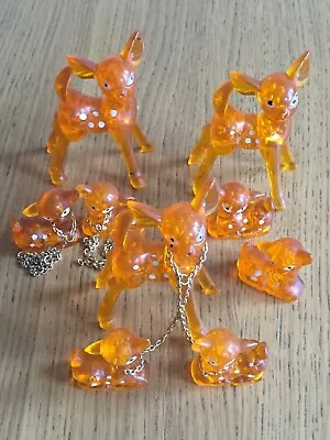 3 Vintage Sets Of Orange Plastic Acrylic Babycham Deer Family With Chains 1970s • £39.99