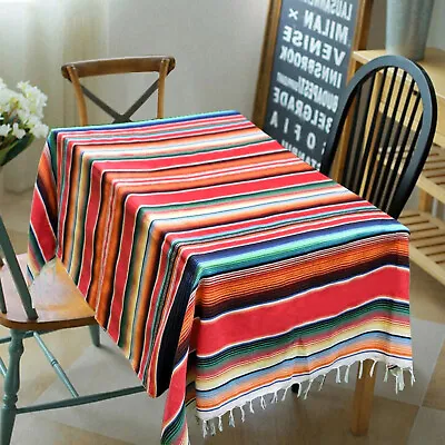 £11.39 • Buy Cotton Striped Mexican Beach Blanket Throw Tablecloth Cover Table Runner Outdoor