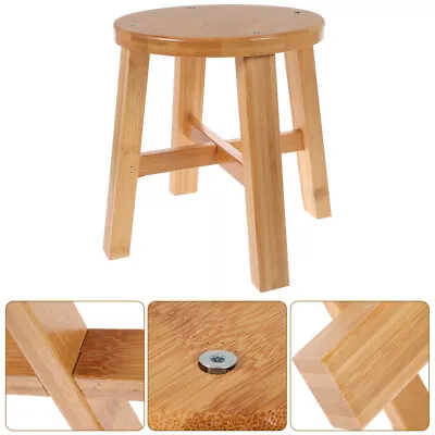  Bamboo Bench Child Potty Step Stool For Kids Round Wooden Footstool • £27.48