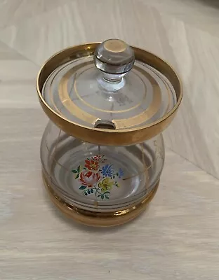 Vintage Glass Hand-Painted Jam/ Honey/ Sugar Serving Pot With Lid • £10