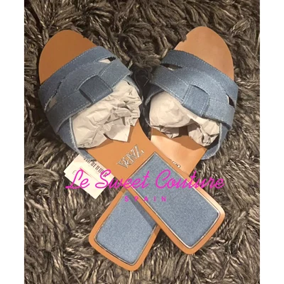 $54.90 • Buy Zara Woman Nwt Ss23 Blue Flat Denim Sandals All Sizes 2629/110