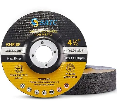 4-1/2  X 1/4  X 7/8  SATC T27 Metal Grinding Wheels For Aluminum And Soft Metals • $21.99