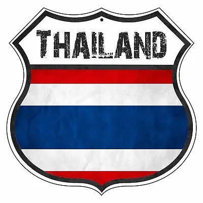 Thailand Country Flag Novelty Highway Shield Man Cave Aluminum Metal Sign • $14.99