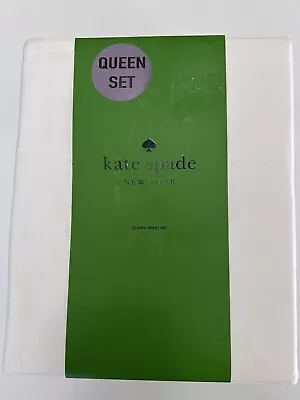 NEW Kate Spade WHITE 4 Pc Queen Sheet Set  100% Cotton Sateen • £53.01