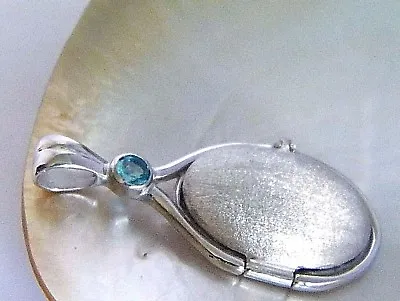 925 Sterling Silver 4 Mm Natural Blue Topaz Locket H2O Just Add Water Mermaids • $57.77