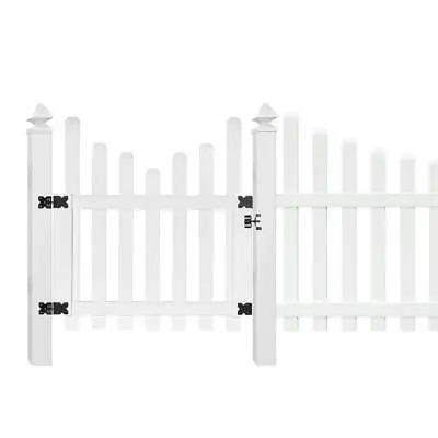 Veranda Fence Gate 3-1/2' W X 4' H W/ 3  Dog Ear Pickets Vinyl Top Spaced White • $151.52