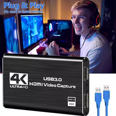 USB 3.0 HDMI Video Capture Device 4K HD Audio Video Capture Card With USB/Type C • £13.77